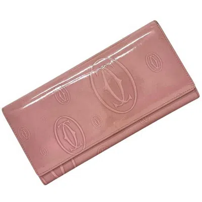 Pre-owned Cartier Happy Birthday Pink Leather Long Wallet (bi-fold) ()