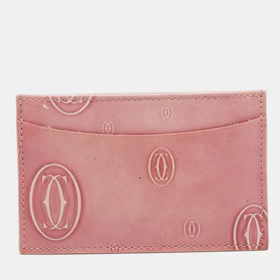 Pre-owned Cartier Happy Birthday Pink Patent Leather Card Holder