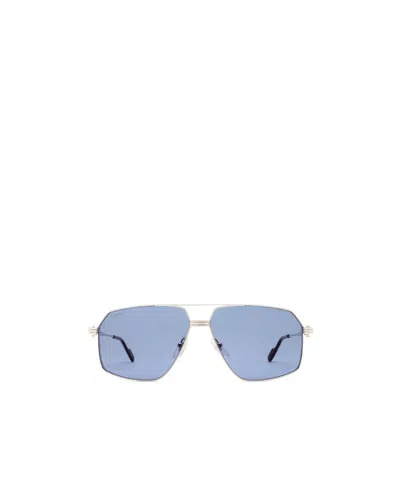 Cartier Hexagonal Frame Sunglasses In Blue