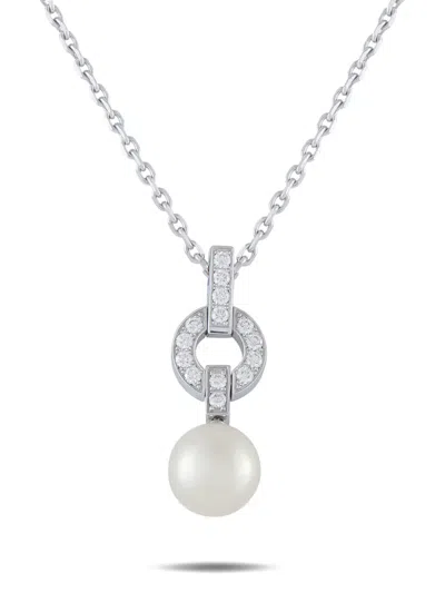 Pre-owned Cartier Himalia Diamond And Pearl Pendant Necklace In Silver