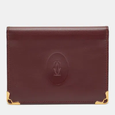 Pre-owned Cartier Id Card Holder In Burgundy