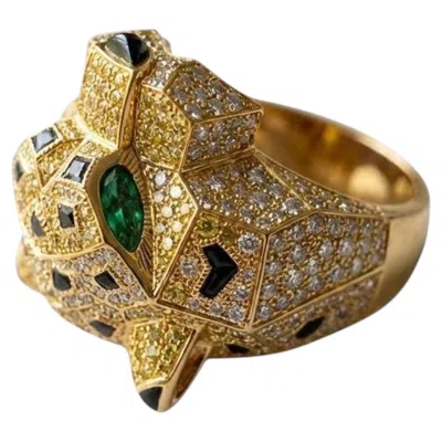 Pre-owned Cartier Important  9 Carat Panth�re 18k Ring Fancy Yellow Diamond Ring