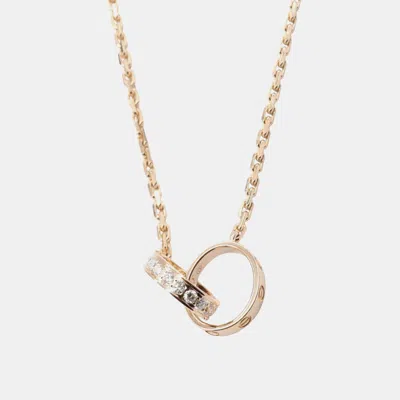 Pre-owned Cartier Interlocking Love 18k Pink Gold Diamonds Necklace