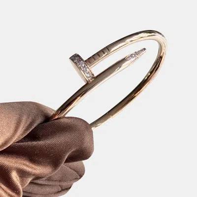 Pre-owned Cartier Juste Un Clou Bracelet Rose Gold Diamond Tips Size 16