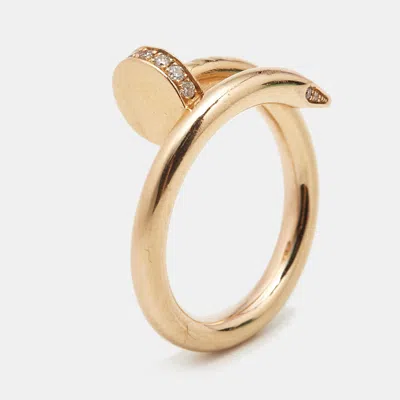 Pre-owned Cartier Juste Un Clou Diamond 18k Rose Gold Classic Model Ring Size 50