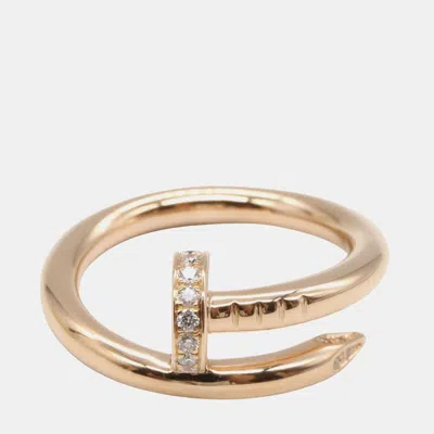 Pre-owned Cartier Juste Un Clou Diamond 18k Rose Gold Ring Eu 53
