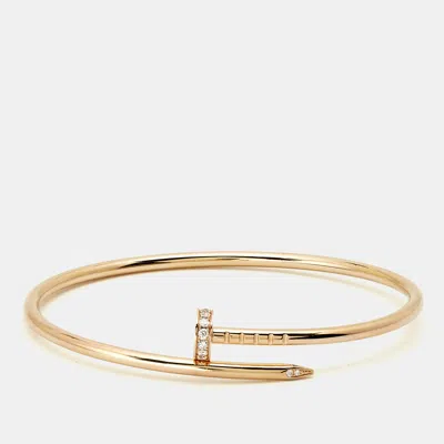 Pre-owned Cartier Juste Un Clou Diamond 18k Rose Gold Small Model Bracelet 16