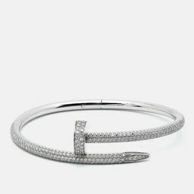 Pre-owned Cartier Juste Un Clou Diamond 18k White Gold Bangle Bracelet 15