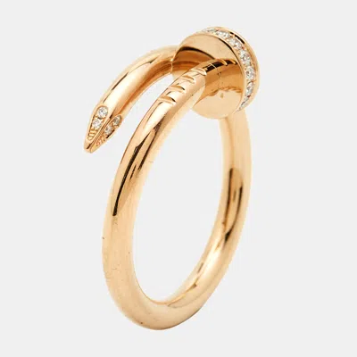 Pre-owned Cartier Juste Un Clou Diamonds 18k Rose Gold Classic Model Ring Size 57