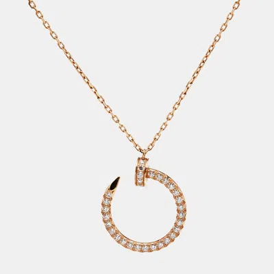 Pre-owned Cartier Juste Un Clou Diamonds 18k Rose Gold Necklace