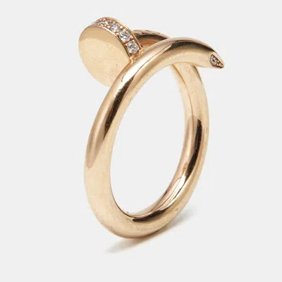 Pre-owned Cartier Juste Un Clou Diamonds 18k Rose Gold Ring Size 50