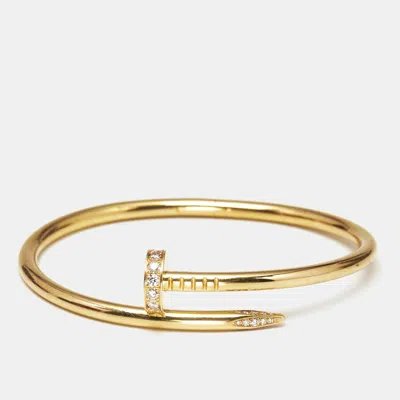 Pre-owned Cartier Juste Un Clou Diamonds 18k Yellow Gold Diamond Bracelet 17