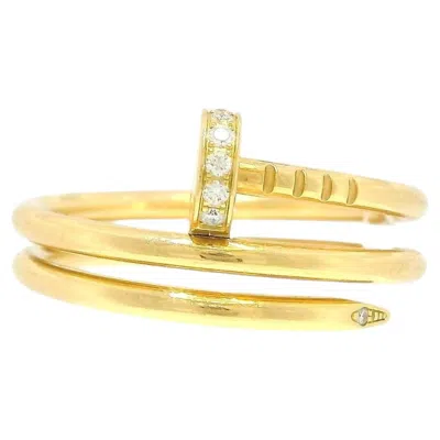 Pre-owned Cartier Juste Un Clou Double-diamond 18k Yellow Gold Ring Size 55