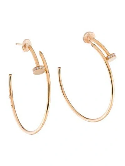 Pre-owned Cartier Juste Un Clou Hoop Earrings, Large Model, Diamonds In Multi