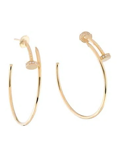 Pre-owned Cartier Juste Un Clou Hoop Earrings, Large Model, Diamonds In Multi