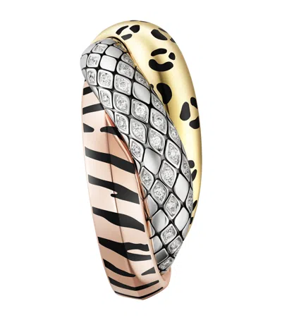 Cartier Lacquered Gold And Semi-pavéd Diamond Trinity Single Earring In Multi