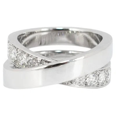 Pre-owned Cartier Ladies  Paris Nouvelle Vague 18k White Gold Diamond Crossover Band Ring