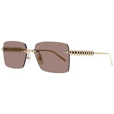 Cartier Ladies Gold Tone Rectangular Sunglasses Ct0545s003 In ["gold Tone"]