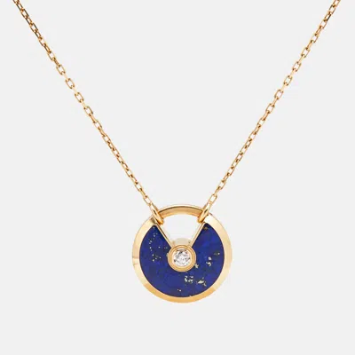 Pre-owned Cartier Lapis Lazuli Diamond 18k Yellow Gold Small Model Necklace