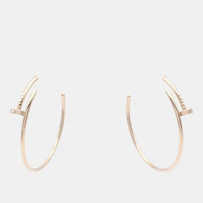 Pre-owned Cartier Large 18k Rose Gold Juste Un Clou Hoop Earrings In Pink