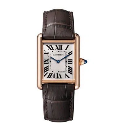 Cartier Large Pink Gold Tank Louis  Watch In Brown