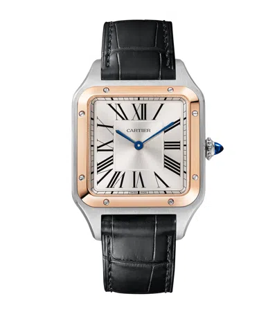 Cartier Large Rose Gold And Sapphire Santos-dumont Watch In Black