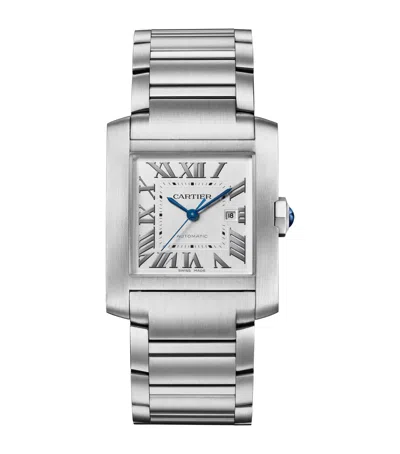 Cartier Large Steel Tank Française Watch In Silver