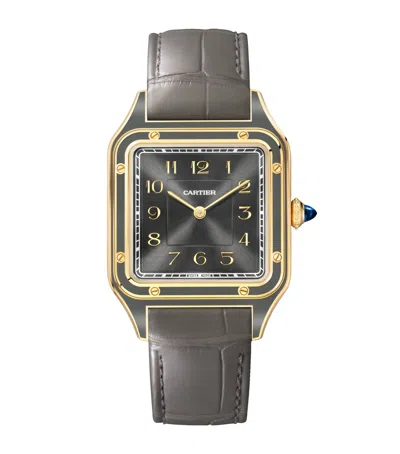 Cartier Large Yellow Gold And Sapphire Santos-dumont Watch
