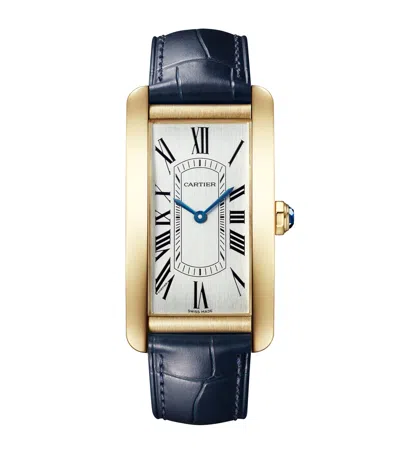 Cartier Large Yellow Gold Tank Américaine Watch In Brown