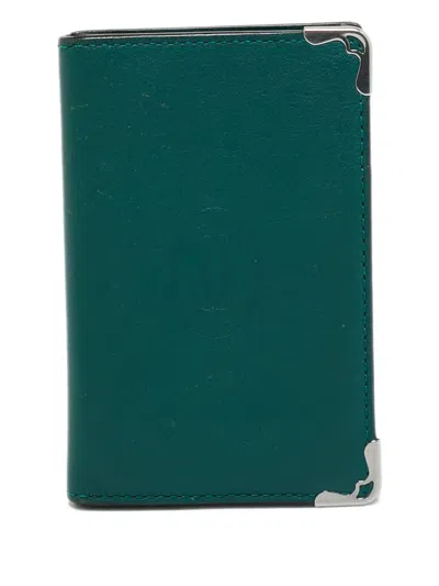 Pre-owned Cartier Le Must Leather Card Holder In Green