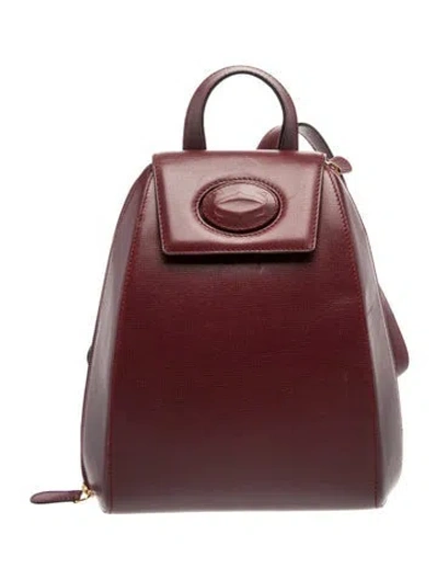 Pre-owned Cartier Leather Backpack In Burgundy