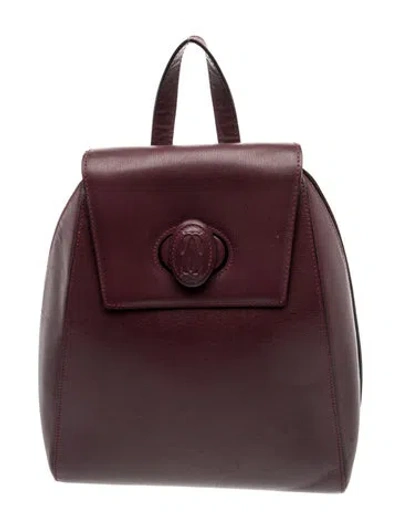 Pre-owned Cartier Leather Backpack In Burgundy