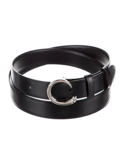 Pre-owned Cartier Leather Belt In Black