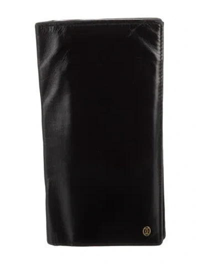 Pre-owned Cartier Leather Bifold Wallet In Black
