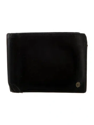 Pre-owned Cartier Leather Bifold Wallet In Black