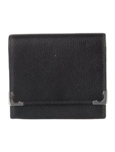 Pre-owned Cartier Leather Bifold Wallet In Black