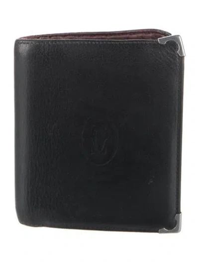 Pre-owned Cartier Leather Bifold Wallet In Black