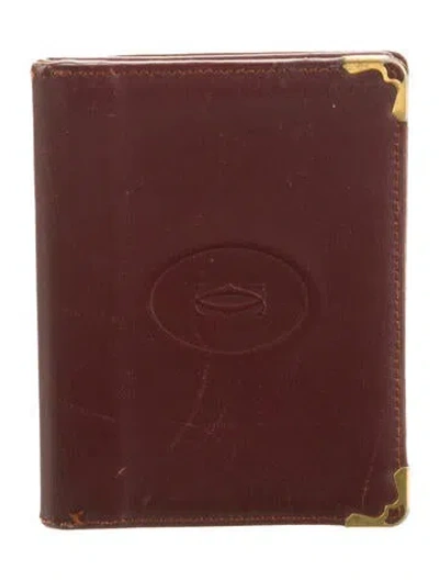 Pre-owned Cartier Leather Bifold Wallet In Burgundy