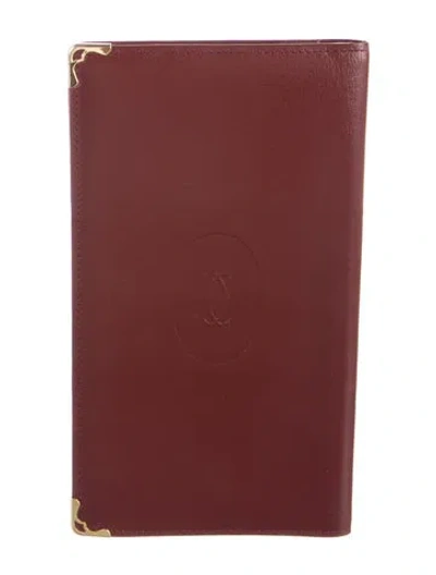 Pre-owned Cartier Leather Bifold Wallet In Burgundy