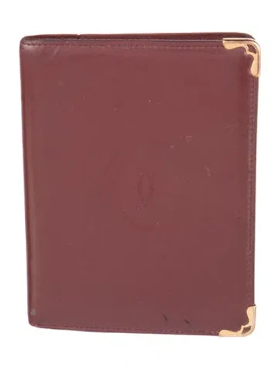 Pre-owned Cartier Leather Bifold Wallet In Burgundy