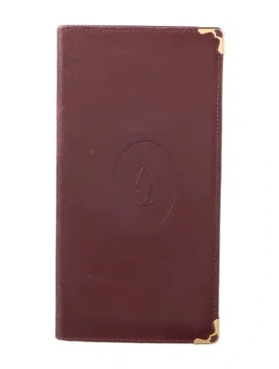 Pre-owned Cartier Leather Bifold Wallet In Burgundy