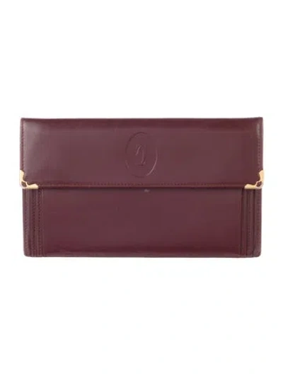 Pre-owned Cartier Leather Bifold Wallet In Burgundy