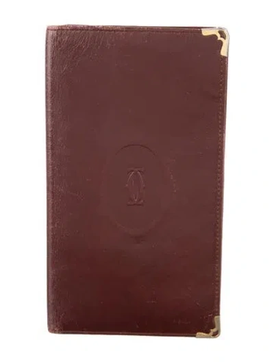 Pre-owned Cartier Leather Bifold Wallet In Burgundy