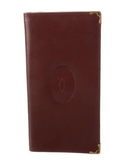Pre-owned Cartier Leather Bifold Wallet In Burgundy