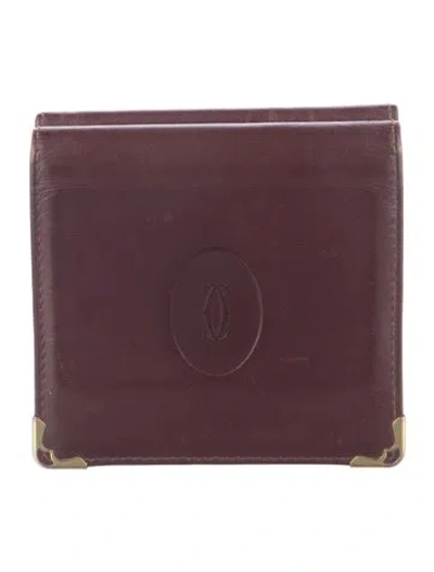 Pre-owned Cartier Leather Bifold Wallet In Burgundy