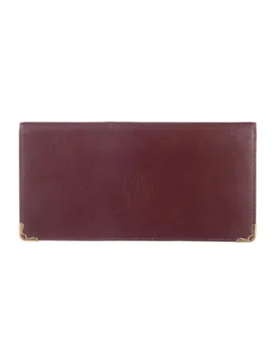 Pre-owned Cartier Leather Bifold Wallet In Burgundy