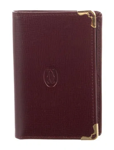 Pre-owned Cartier Leather Bifold Wallet In Burgundy