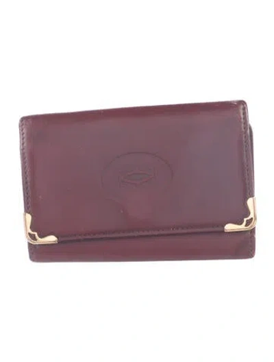 Pre-owned Cartier Leather Bifold Wallet In Burgundy