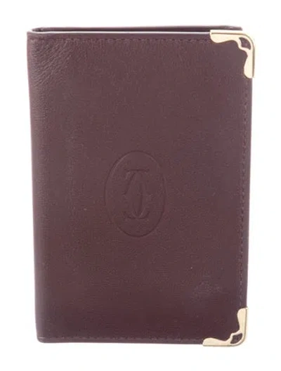 Pre-owned Cartier Leather Bifold Wallet In Burgundy