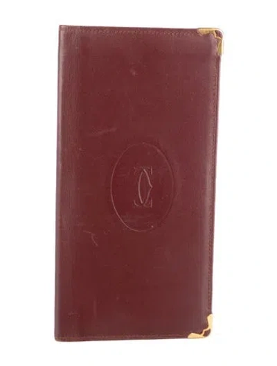Pre-owned Cartier Leather Bifold Wallet In Red